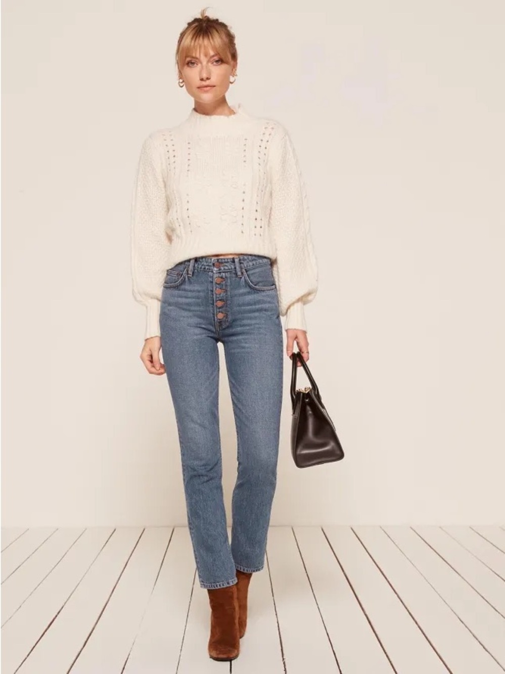 REFORMATION MID RISE BUTTON FLY JEANS